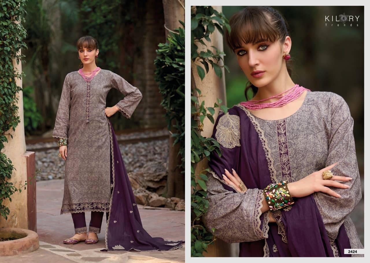 THREAD STORY By KILORY TRENDS 2421 To 2424 Series Beautiful Colourful PURE LAWN COTTON Dresses At Wholesale Price
